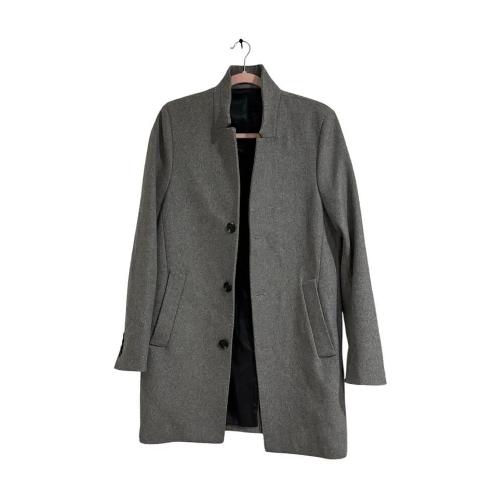 H&M Classic Grey Wool Blend Overcoat EUC